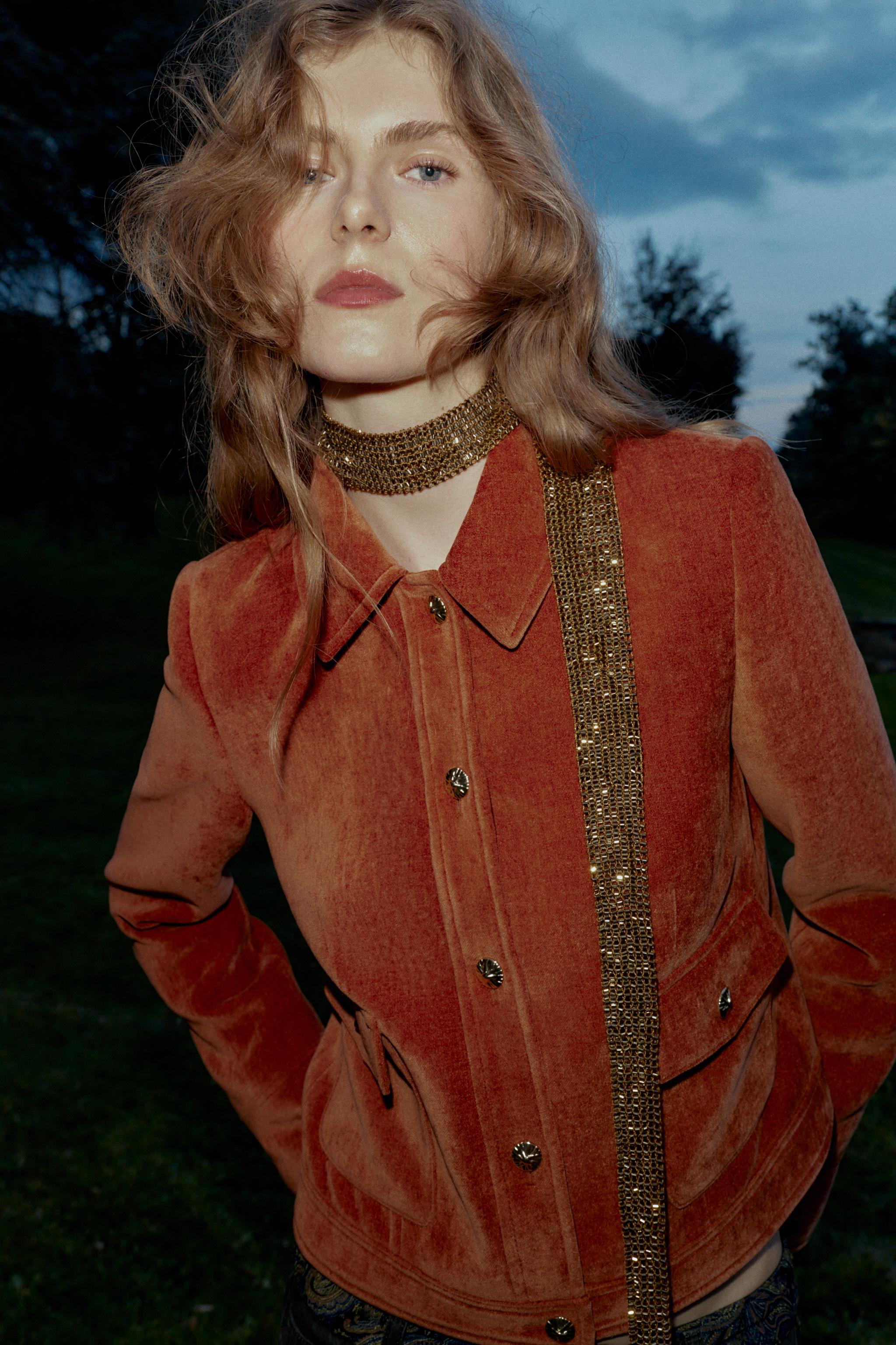 VELVET JACKET WITH SHOULDER PADS